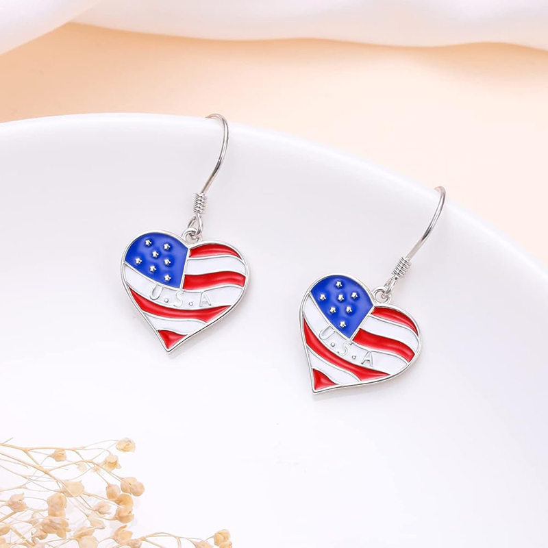 Women Accessories Usa - Huitan Heart Design Drop Earrings with