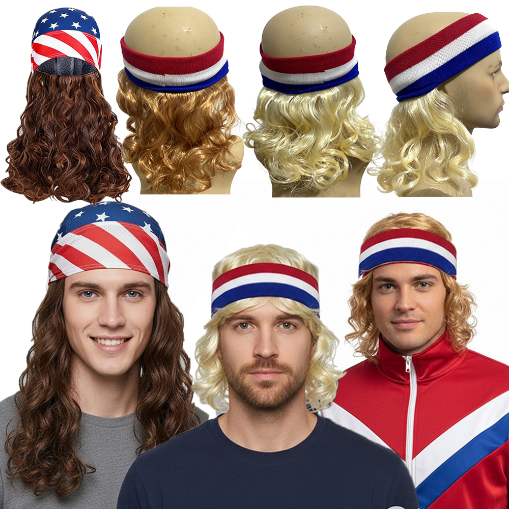 Women Accessories Usa - Usa Flag Themed Wig Headband Skull