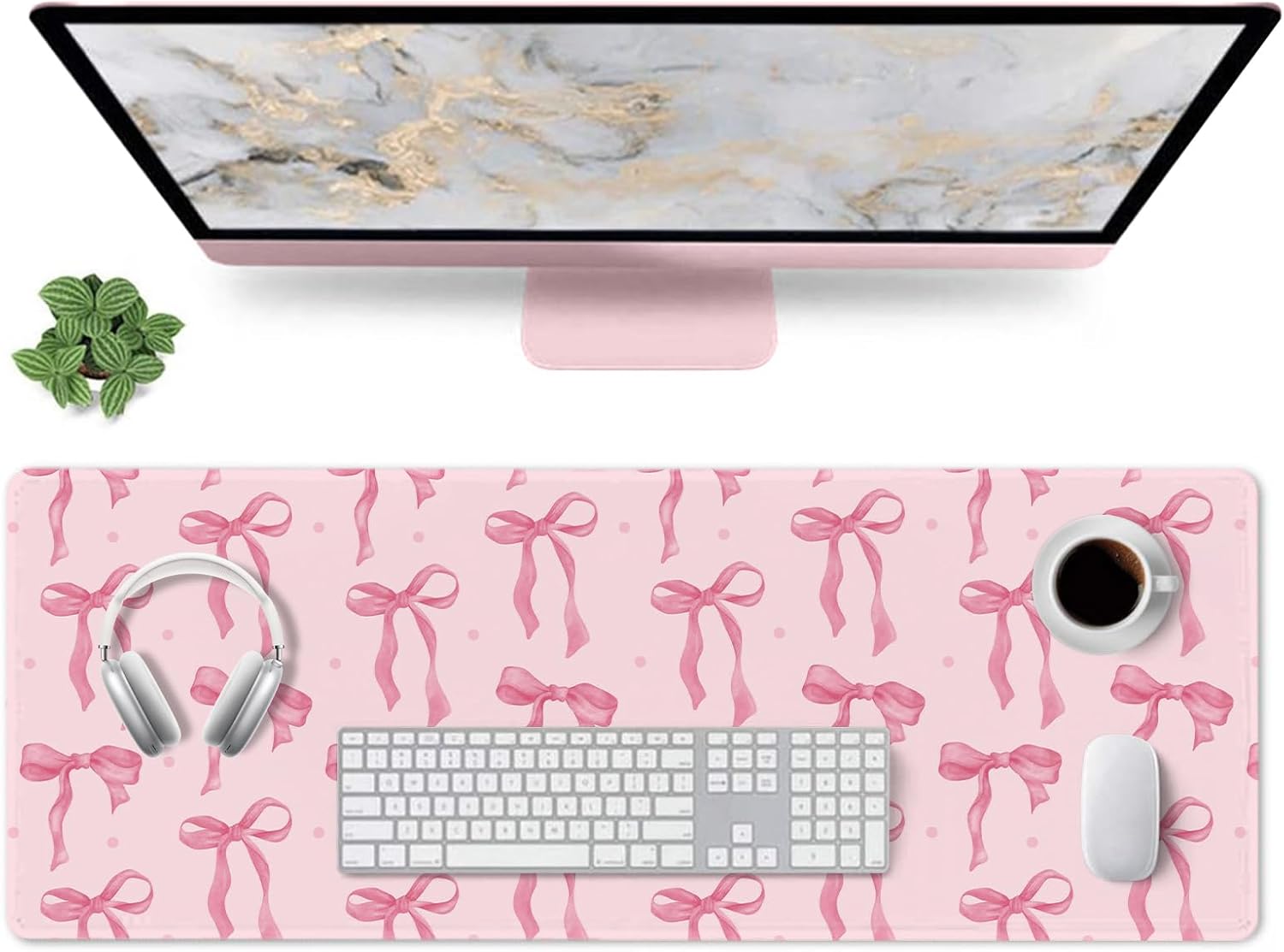 Women Accessories Images - Pink Bow Desk Mat, Large Mouse
