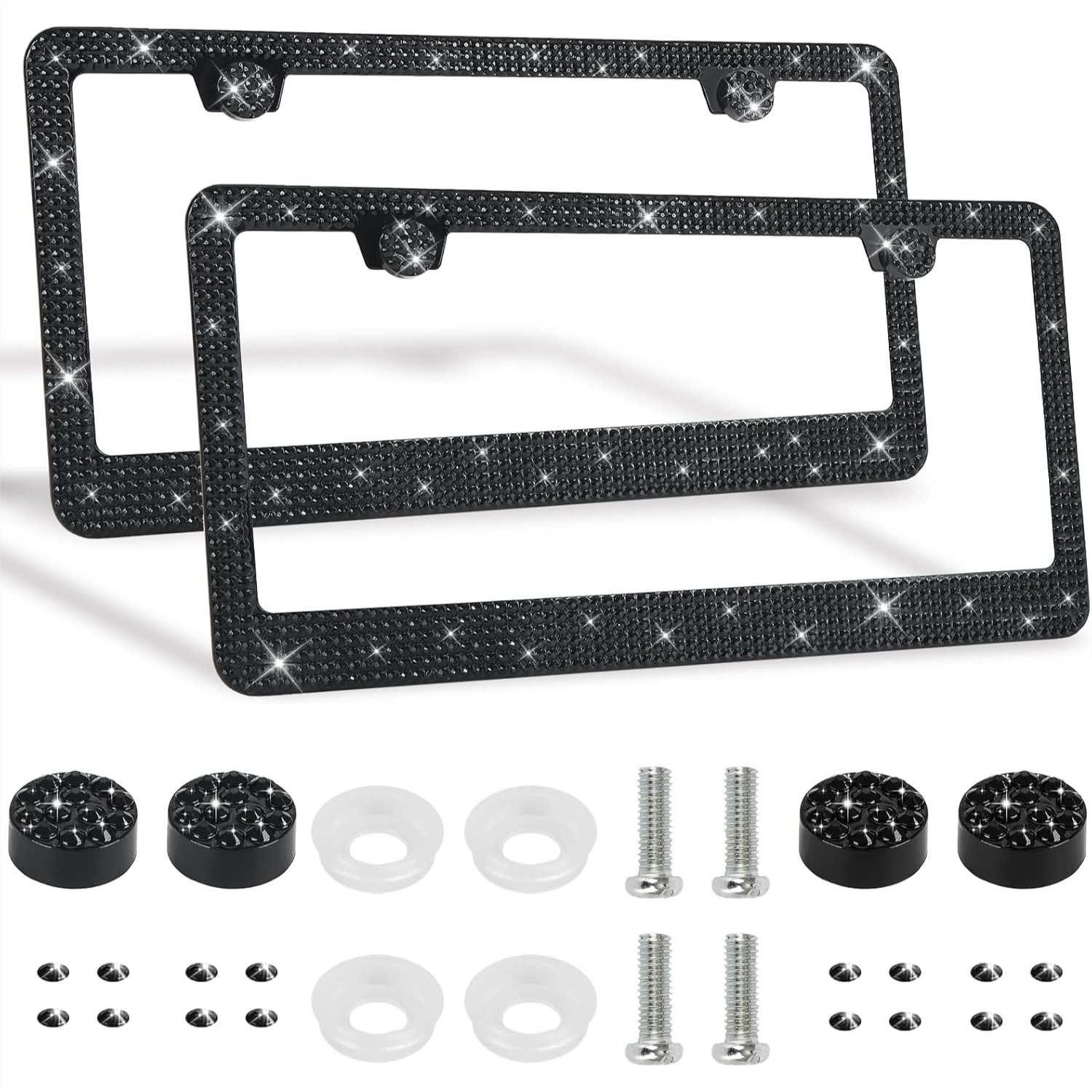 Women Accessories Usa - 2 Pack Bling License Plate Frames
