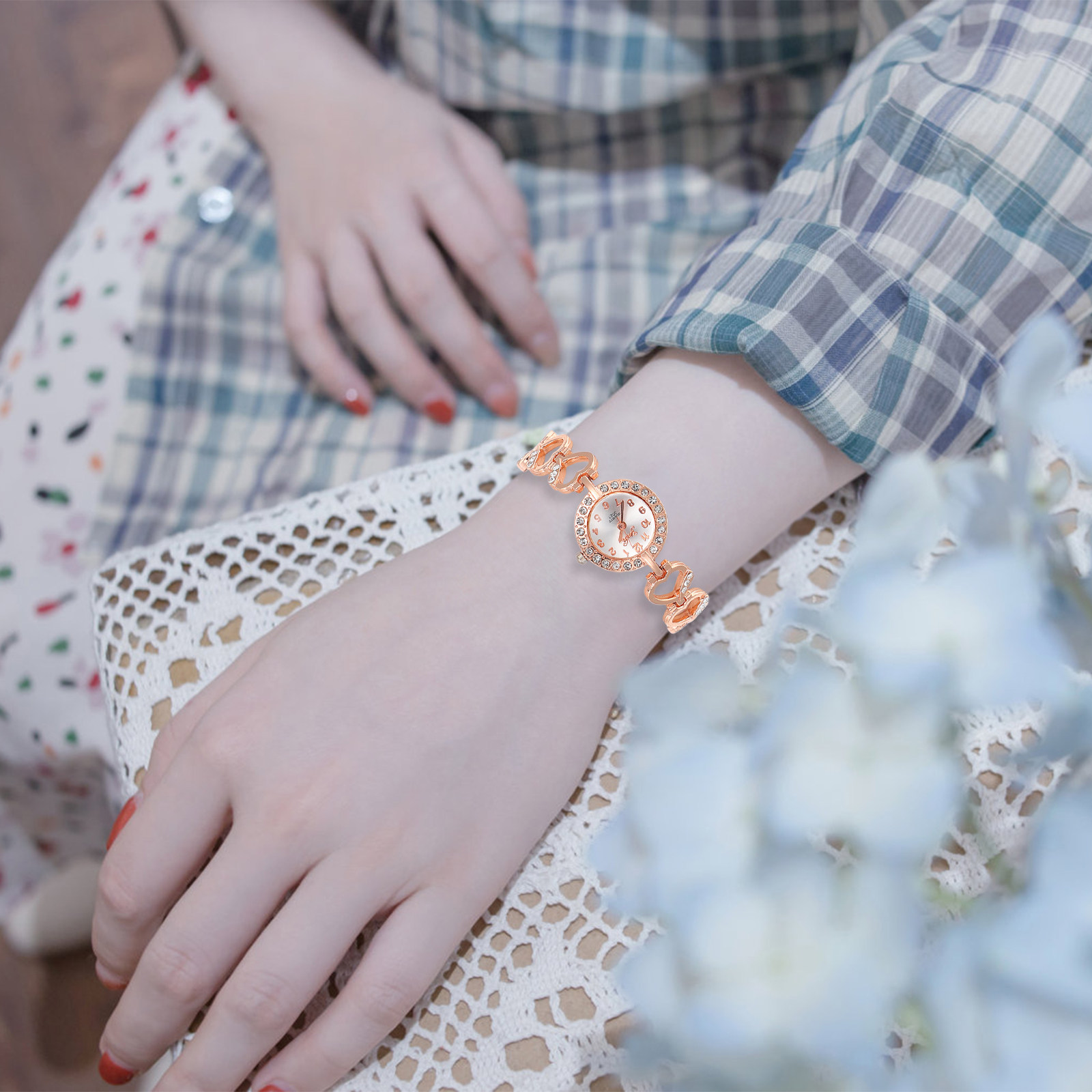 Full Rhinestone Heart Women Qu – Women'S Accessories To Wear With Watch recenzja i cena