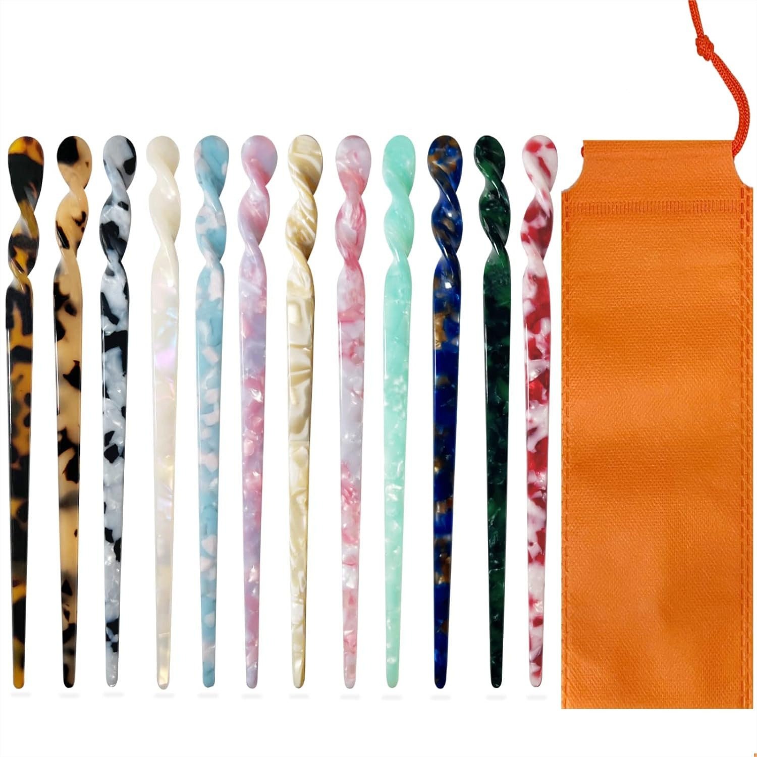 12 Pieces Acetate Hair Sticks  – Women Accessories Images recenzja i cena
