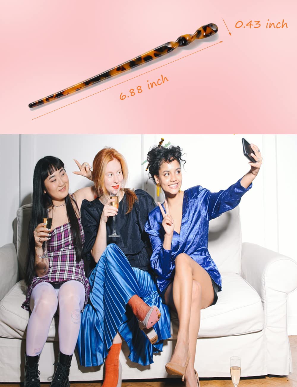 12 Pieces Acetate Hair Sticks  – Women Accessories Images recenzja i cena