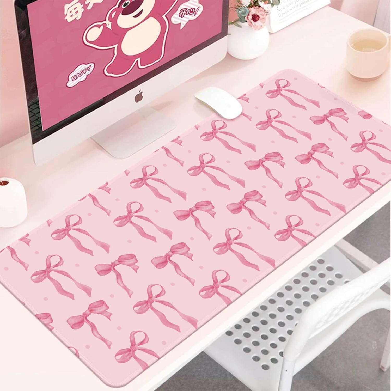 Pink Bow Desk Mat, Large Mouse – Women Accessories Images recenzja i cena