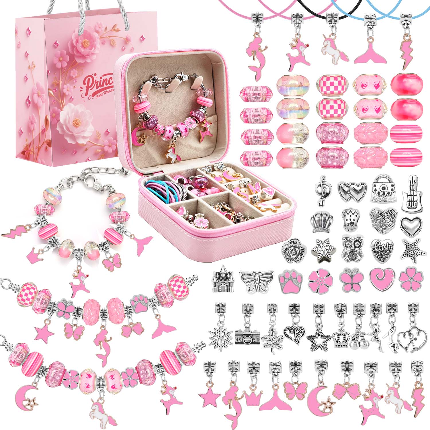 68pcs pink beaded jewelry set, – Women Accessories Gift Set recenzja i cena
