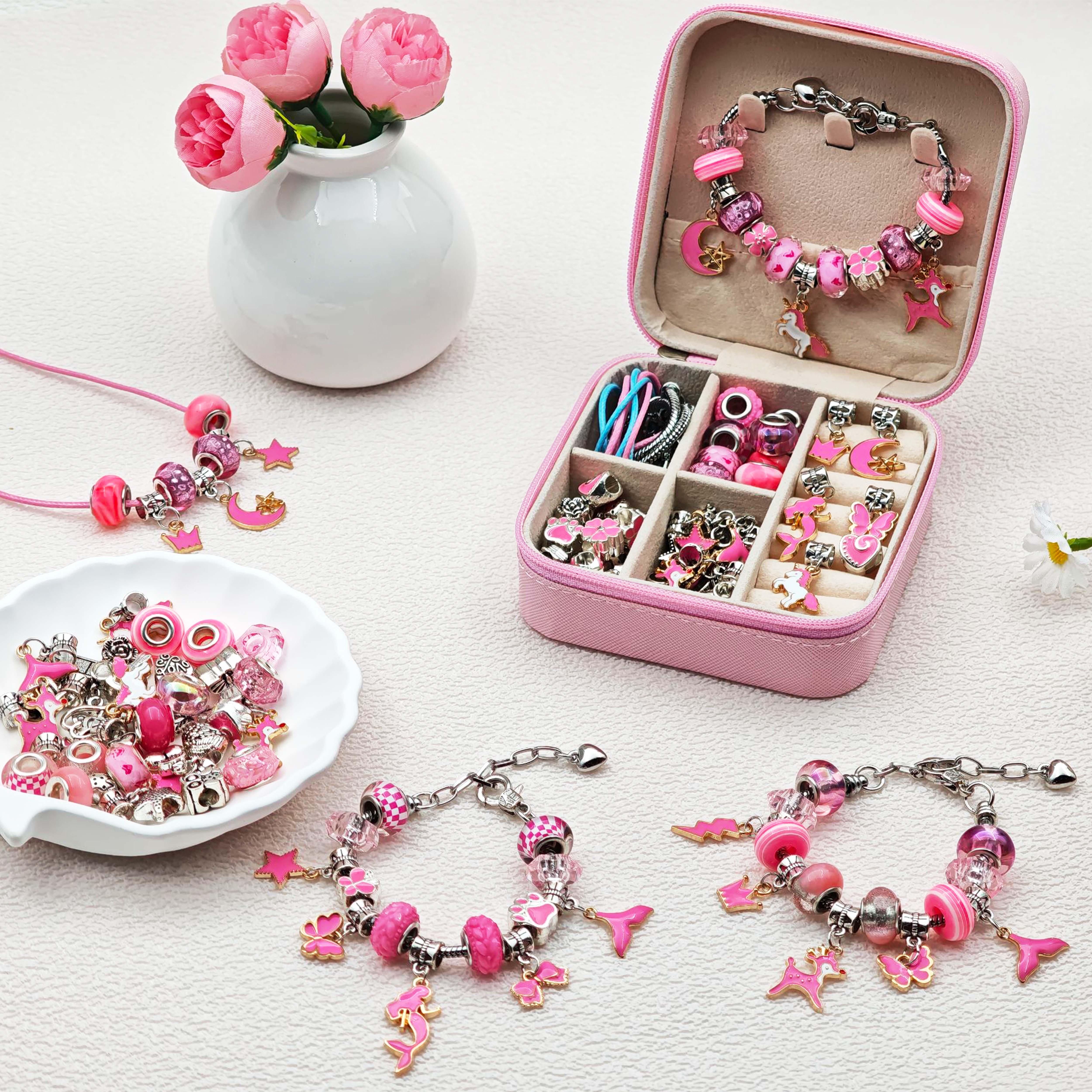 68pcs pink beaded jewelry set, – Women Accessories Gift Set recenzja i cena