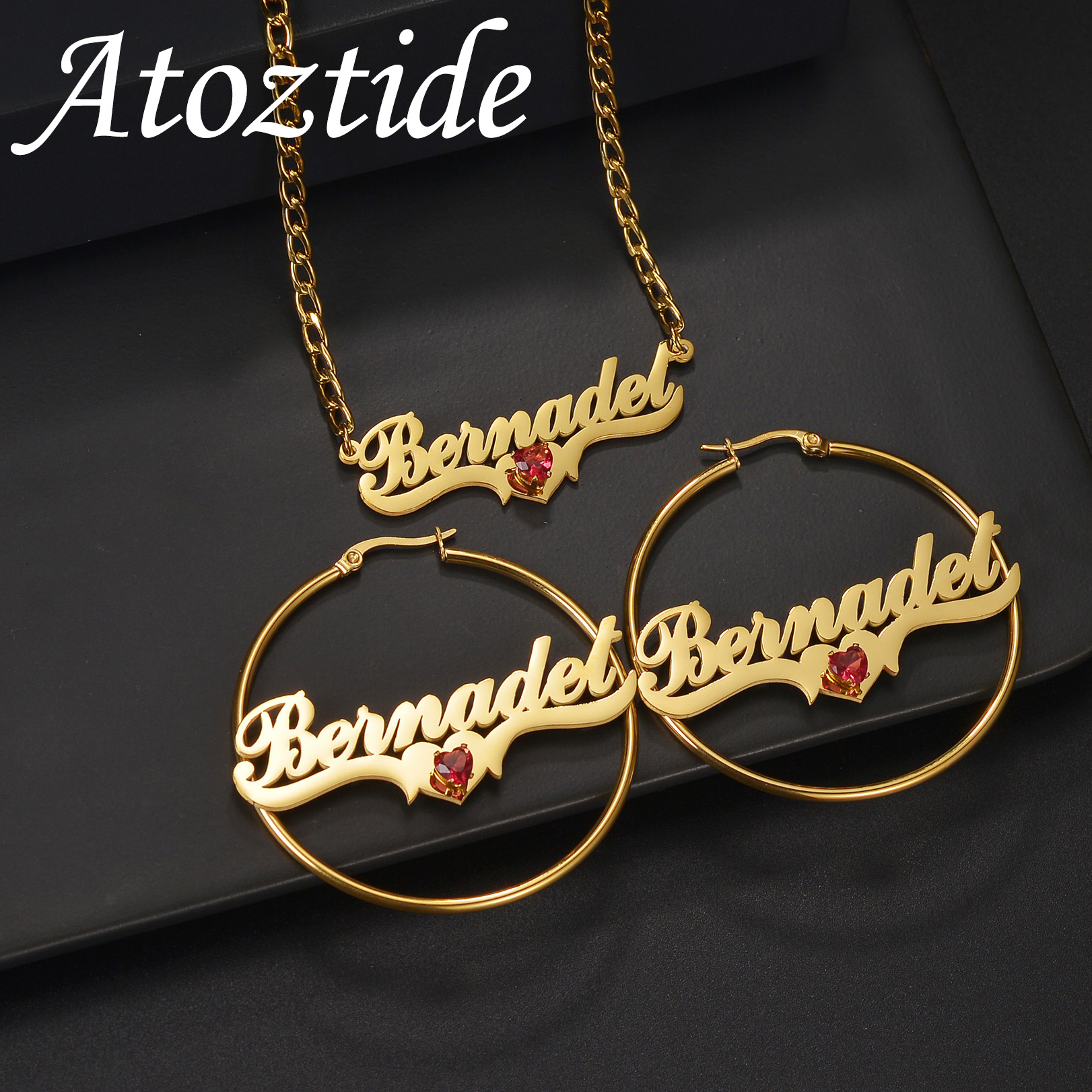 Atoztide Custom Name Necklace  – Women Accessories Gift Set recenzja i cena